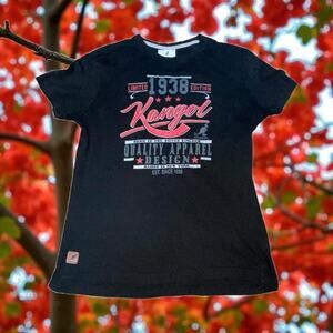 Kangol Mens Medium T-Shirt Kangaroo 1938 United Kingdom New York Cotton Black